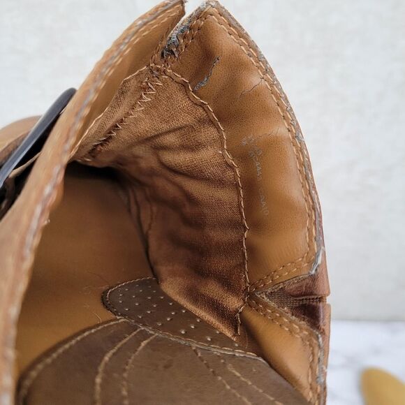 BOC Born Concepts Brown Leather Split Toe Buckel Heel Mule Women's Size 11 - Picture 9 of 14